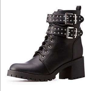 Studded Buckle Combat Boots